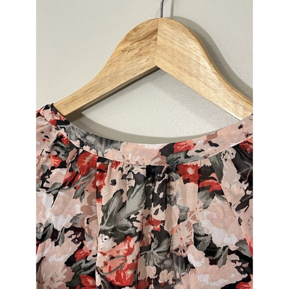 Joie Women’s Lightweight‎ Long Sleeve Top Blouse Black, Pink And Red Sz Large. - Picture 4 of 10